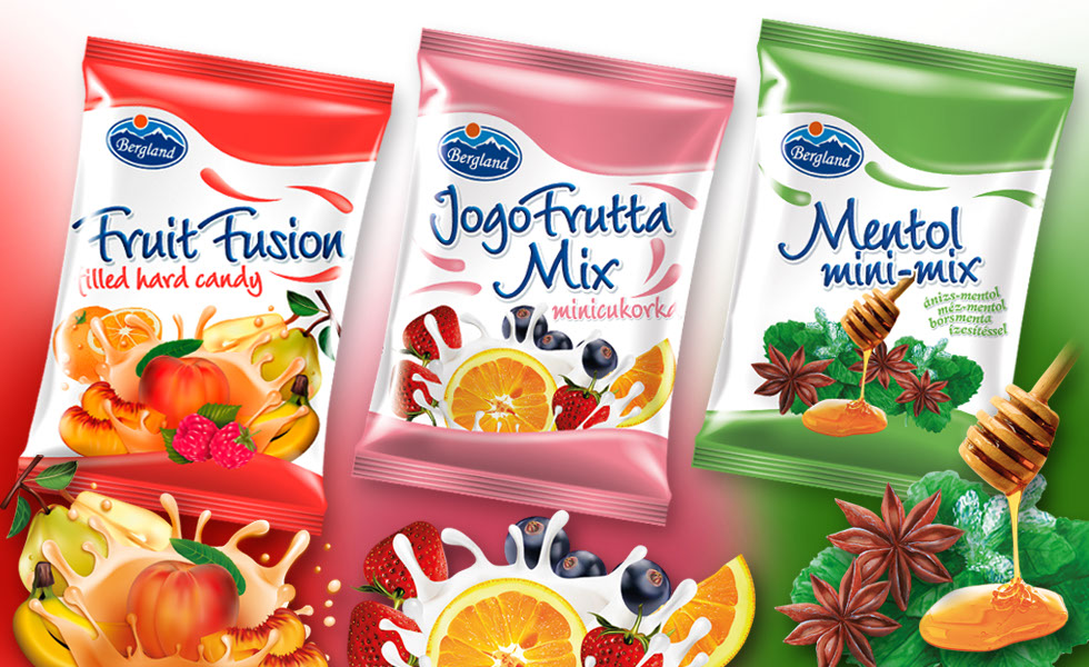 Bergland cukorka zacskók